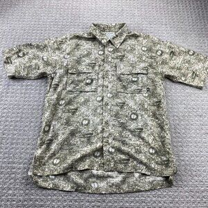 Vintage Columbia Sportswear Company Shirt Men M Brown Green Rayon Button Up Polo